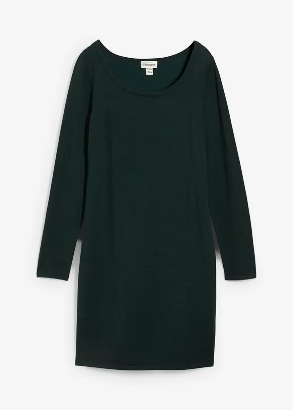 Strickkleid mit legerem Schnitt in grün von vorne - bonprix