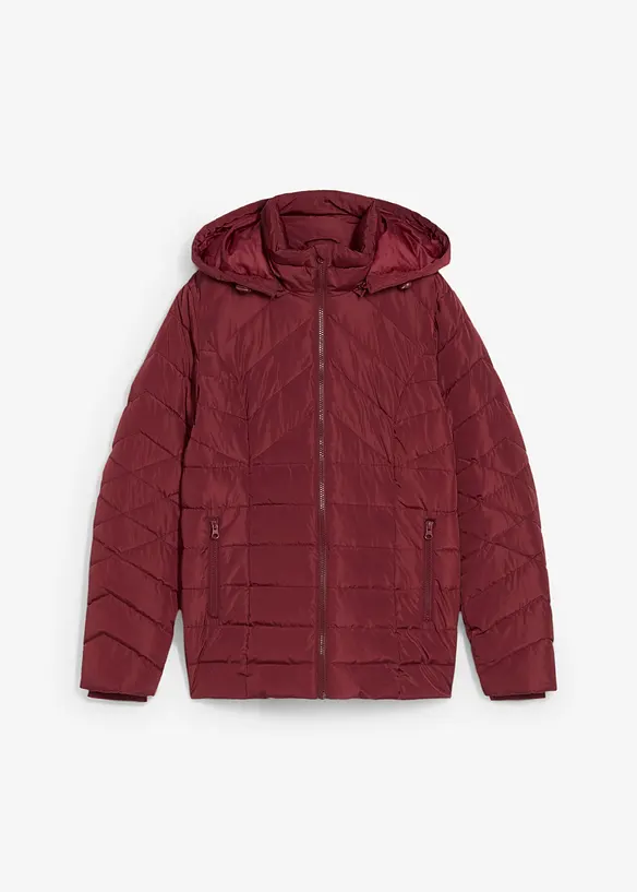 Leichte Steppjacke mit abnehmbarer Kapuze in rot von vorne - bonprix