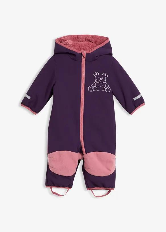 Wasserabweisender Softshell Overall in lila von vorne - bonprix