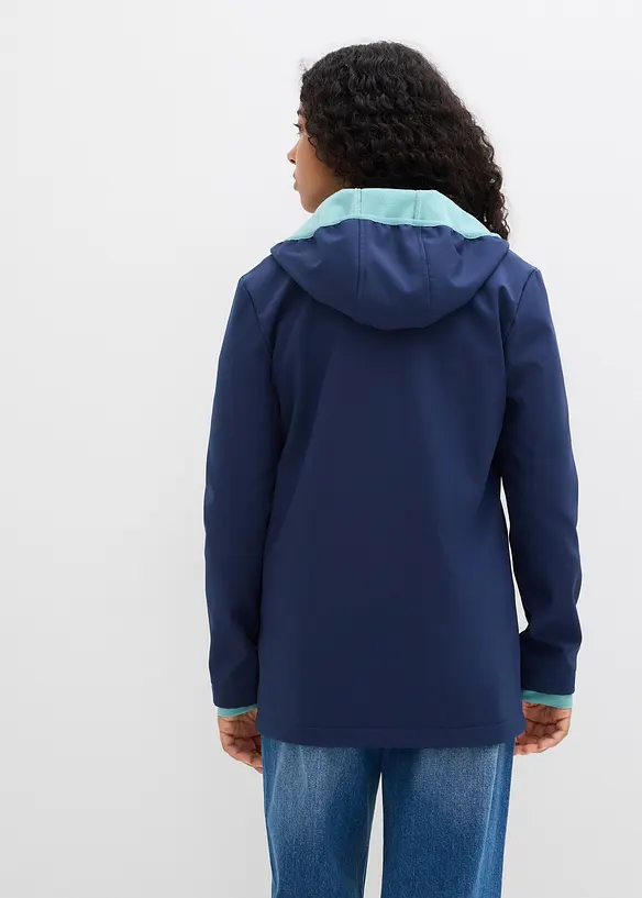 Softshelljacke mit Kapuze, wasserabweisend in blau von hinten (im Anschnitt) - bonprix