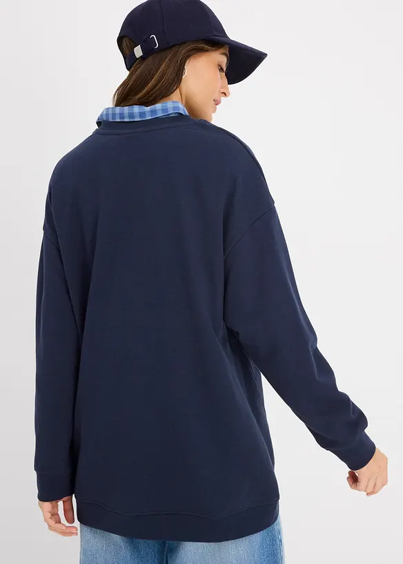 Oversize-Sweatshirt aus Baumwoll-Mix in blau von hinten (im Anschnitt) - bonprix