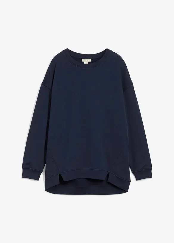 Oversize-Sweatshirt aus Baumwoll-Mix in blau von vorne - bonprix
