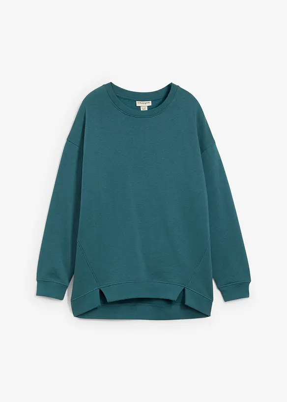 Oversize-Sweatshirt aus Baumwoll-Mix in petrol von vorne - bonprix