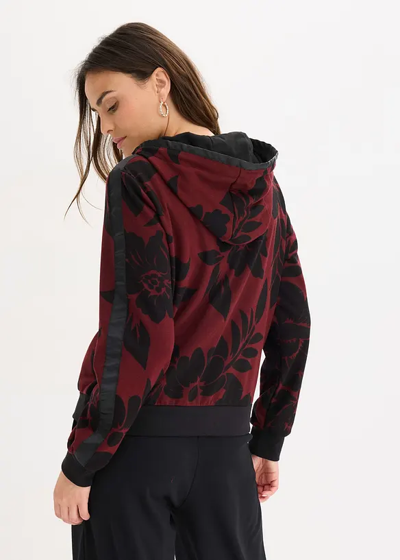 Sweatjacke aus weichem Baumwoll-Mix in rot von hinten (im Anschnitt) - bonprix