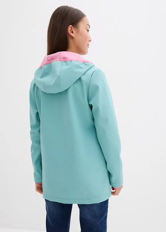 Softshelljacke mit Kapuze, wasserabweisend in grün von hinten (im Anschnitt) - bonprix