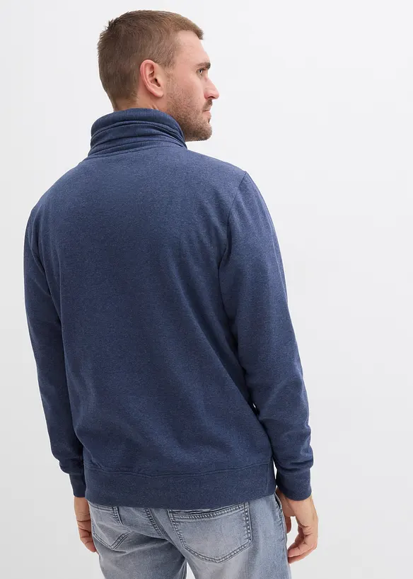 Schalkragen-Sweatshirt mit Lederimitat Details in blau von hinten (im Anschnitt) - bonprix