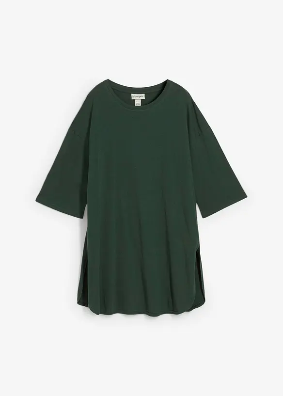 Oversize-Longshirt aus reiner Bio-Baumwolle in grün von vorne - bonprix