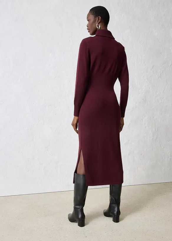 Strickkleid aus Merinowolle in rot von hinten (Totalaufnahme) - bonprix