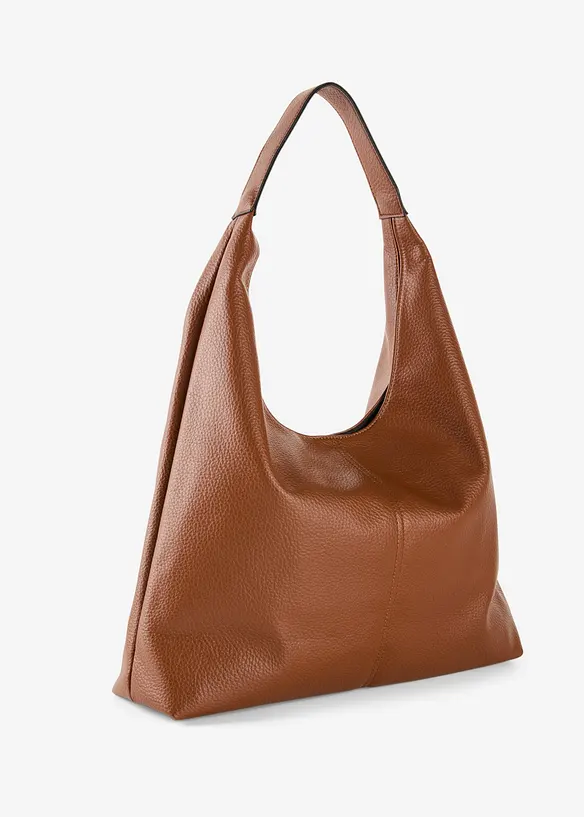 Shopper mit genarbter Lederoptik in braun von hinten - bonprix