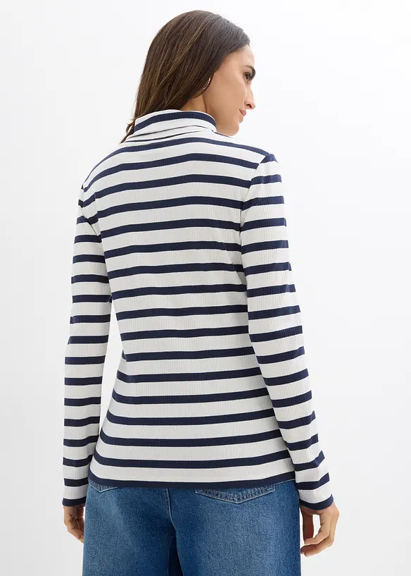 Rollkragenshirt aus reiner Baumwolle in weiß von hinten (im Anschnitt) - bonprix Rollkragenshirt aus reiner Baumwolle in weiß von hinten (im Anschnitt) - bonprix