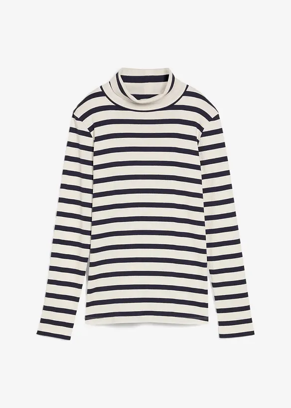 Rollkragenshirt aus reiner Baumwolle in weiß von vorne - bonprix Rollkragenshirt aus reiner Baumwolle in weiß von vorne - bonprix