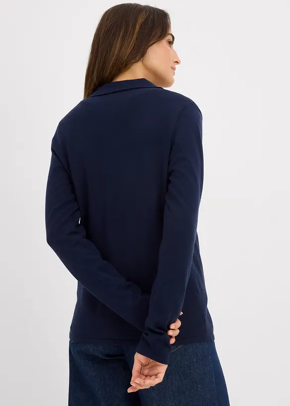 Poloshirt aus feiner Viskose in blau von hinten (im Anschnitt) - bonprix
