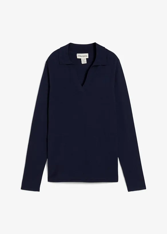 Poloshirt aus feiner Viskose in blau von vorne - bonprix