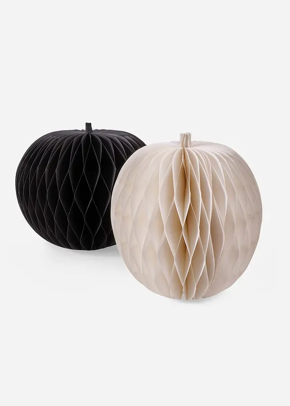 Deko-Objekte Papier-Kürbisse (2-tlg. Set) in beige von vorne - bonprix