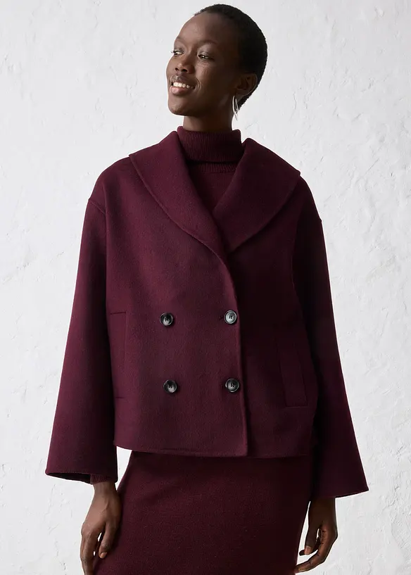 Oversize Jacke aus weichem Woll-Mix in rot von vorne (im Anschnitt) - bonprix
