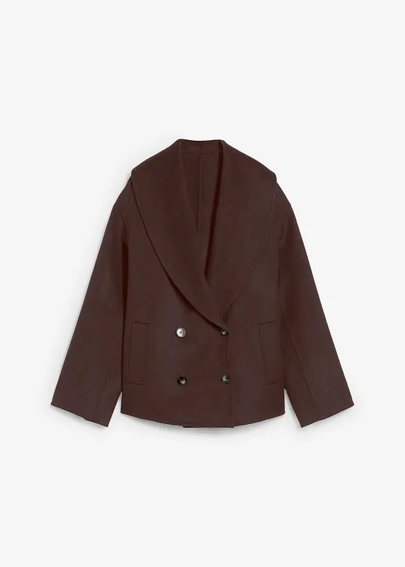 Oversize Jacke aus weichem Woll-Mix in braun von vorne - bonprix