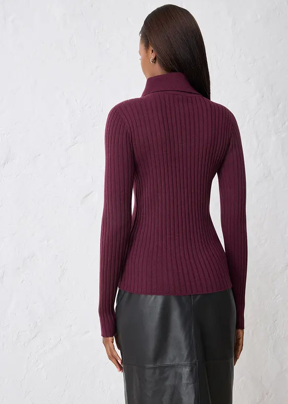 Feinstrickpullover aus Merinowolle in rot von hinten (im Anschnitt) - bonprix Feinstrickpullover aus Merinowolle in rot von hinten (im Anschnitt) - bonprix