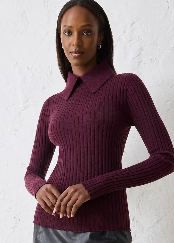 Feinstrickpullover aus Merinowolle in rot von vorne (im Anschnitt) - bonprix Feinstrickpullover aus Merinowolle in rot von vorne (im Anschnitt) - bonprix