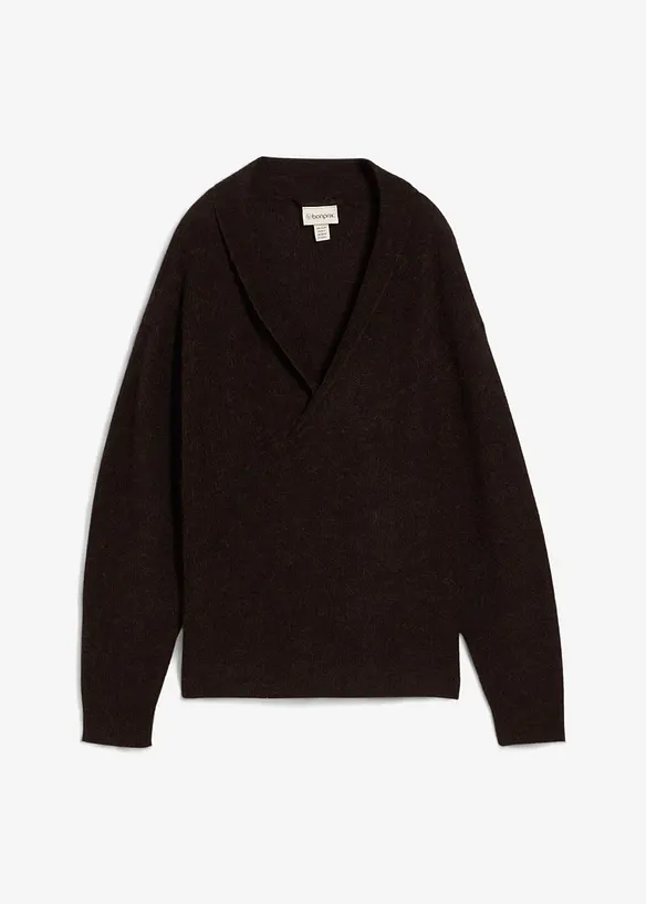 Pullover aus wärmendem Alpaka-Mix in braun von vorne - bonprix