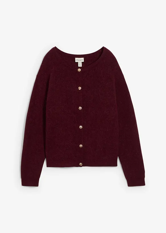 Strickjacke aus weichem Alpaka Woll-Mix in rot von vorne - bonprix