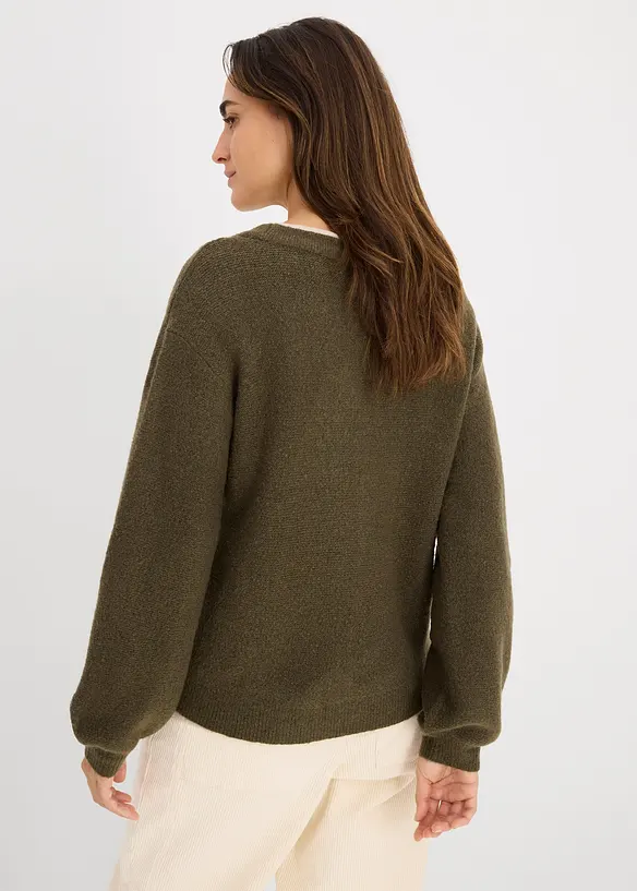 Strickjacke in grün von hinten (im Anschnitt) - bonprix