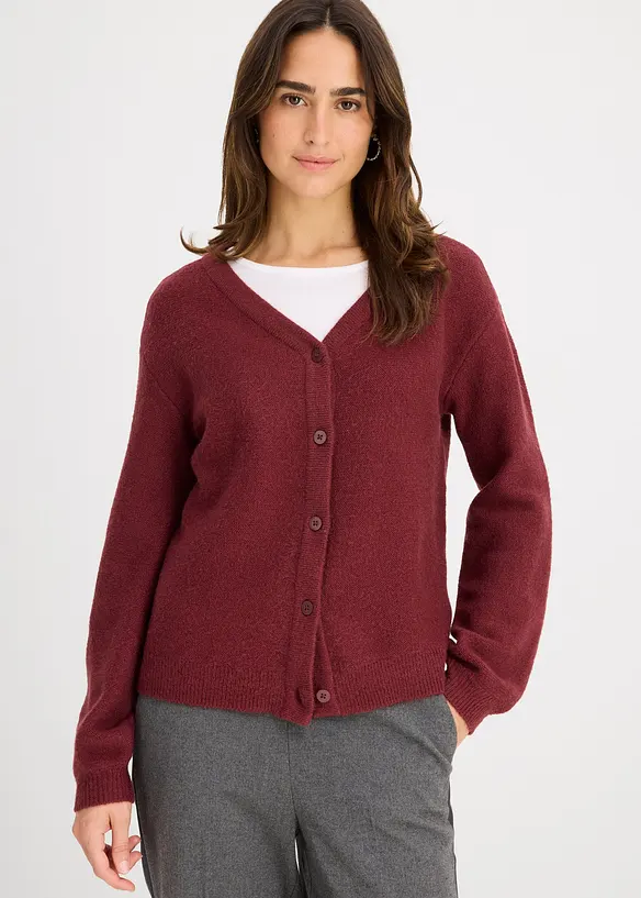 Strickjacke in rot von vorne (im Anschnitt) - bonprix