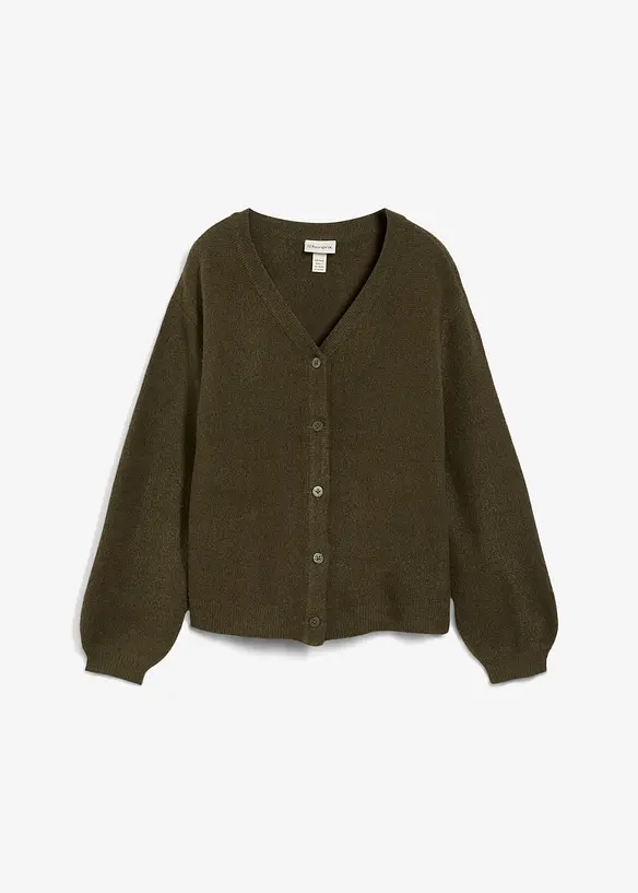 Strickjacke in grün von vorne - bonprix