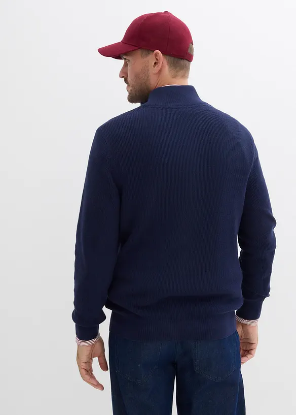 Troyer aus reiner Baumwolle in blau von hinten (im Anschnitt) - bonprix