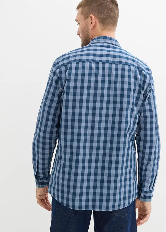 Langarmhemd aus Bio-Baumwolle in Regular Fit in blau von hinten (im Anschnitt) - bonprix