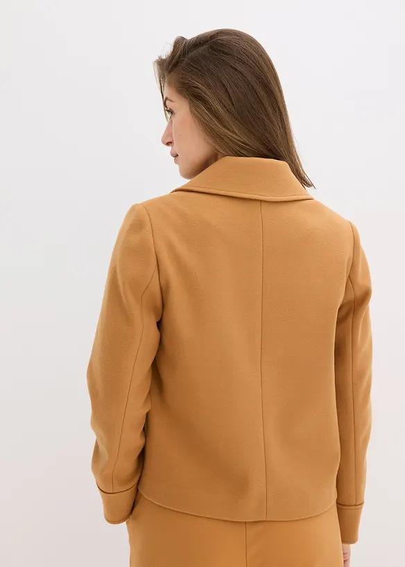 Kurze Jacke in Wolloptik in braun von hinten (im Anschnitt) - bonprix