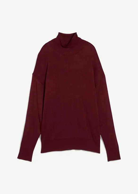Leichter Feinstrickpullover mit breitem Turtleneck aus Viskose-Mix in rot von vorne - bonprix