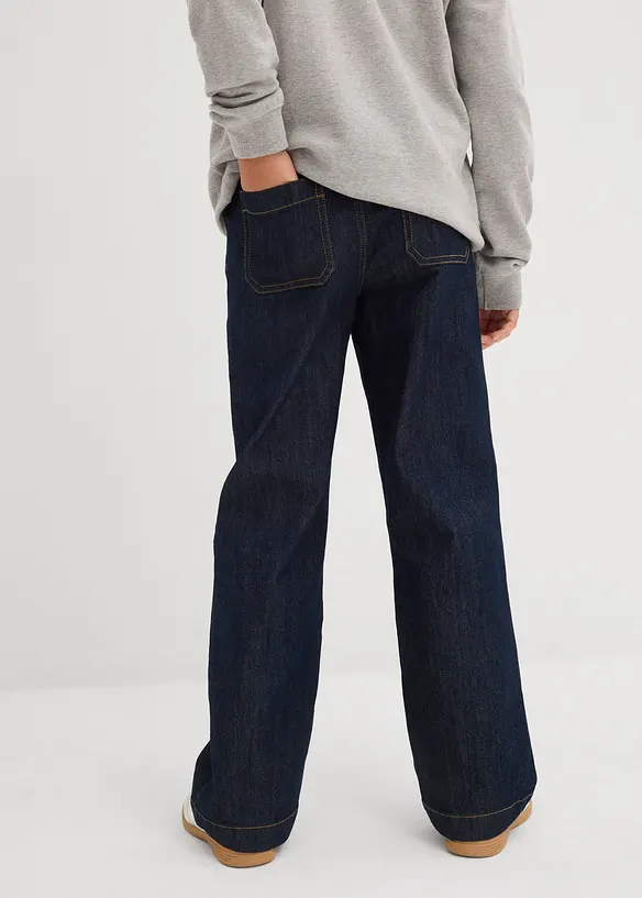 Wide-Leg-Jeans Mid Waist in blau von hinten - bonprix