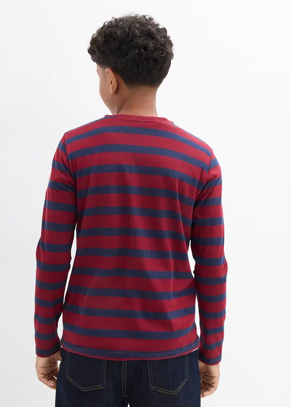 Henleyshirt aus reiner Bio-Baumwolle (2er Pack) in blau von hinten (im Anschnitt) - bonprix