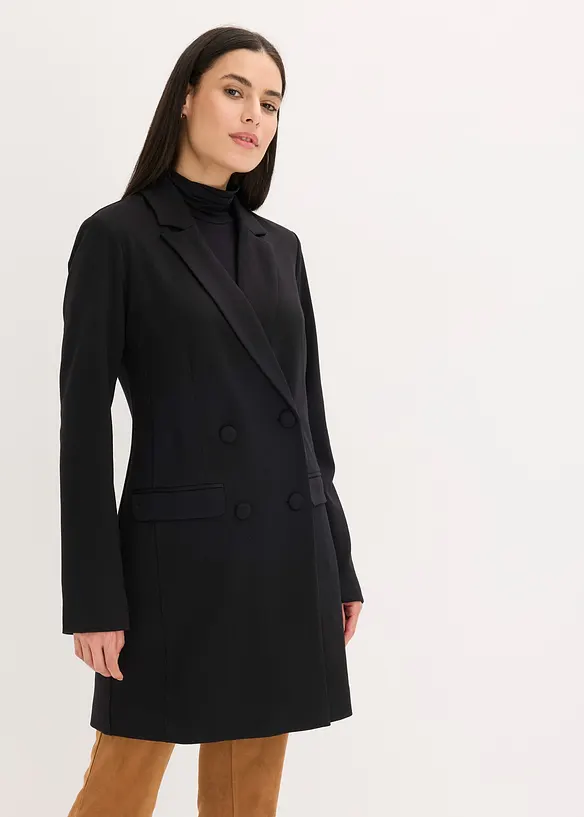 Longblazer aus Punto di Roma in schwarz von vorne (im Anschnitt) - bonprix