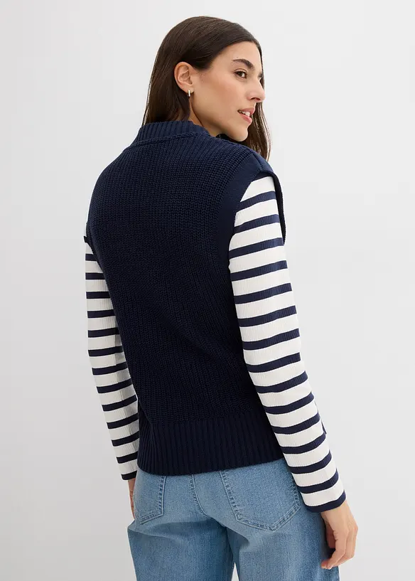Strick-Pullunder in blau von hinten (im Anschnitt) - bonprix