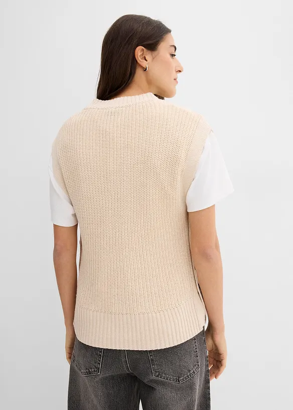 Strick-Pullunder in weiß von hinten (im Anschnitt) - bonprix