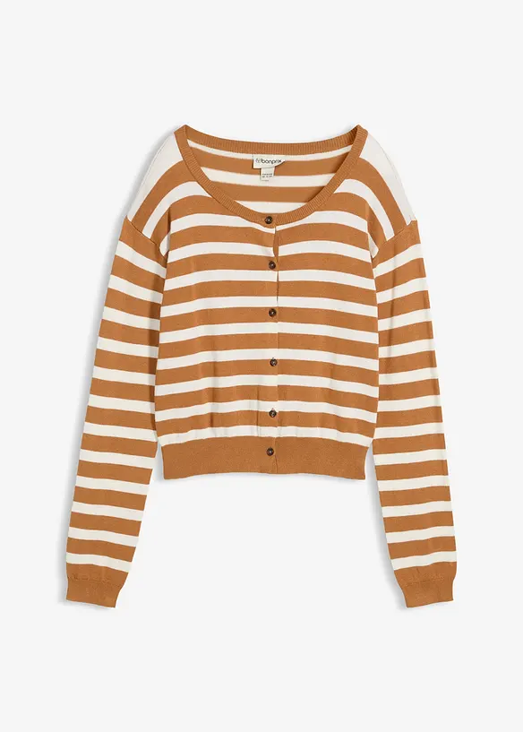 Feinstrickjacke aus softem Viskose-Mix in braun von vorne - bonprix