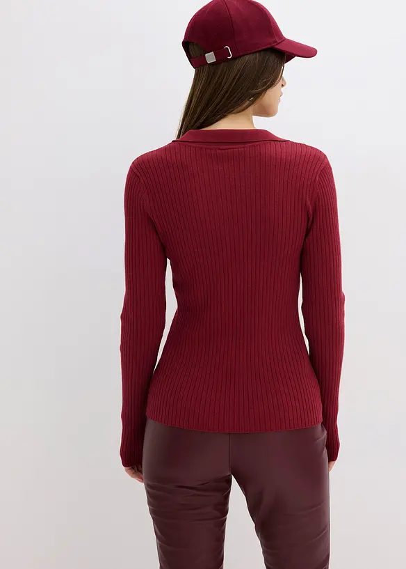 Feinstrickpullover aus softem Viskose-Mix in rot von hinten (im Anschnitt) - bonprix