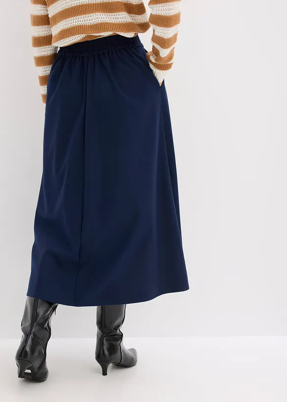 Faltenrock mit Komfortbund in blau von hinten - bonprix