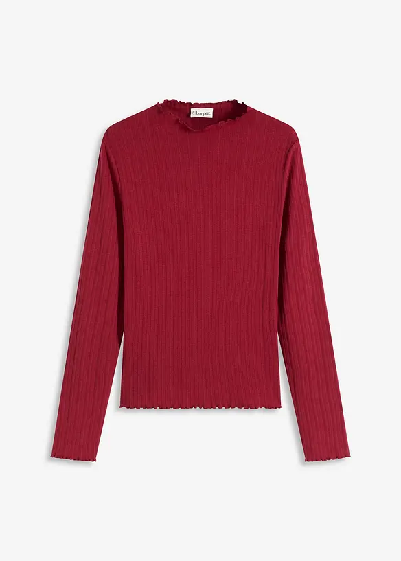 Figurbetontes Rippshirt in rot von vorne - bonprix Figurbetontes Rippshirt in rot von vorne - bonprix