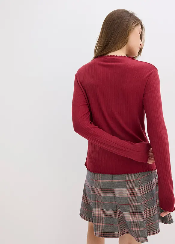Figurbetontes Rippshirt in rot von hinten (im Anschnitt) - bonprix Figurbetontes Rippshirt in rot von hinten (im Anschnitt) - bonprix