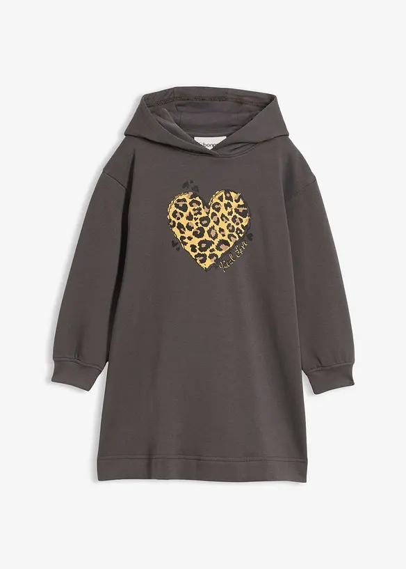 Sweatkleid aus reiner Bio-Baumwolle in grau von vorne - bonprix