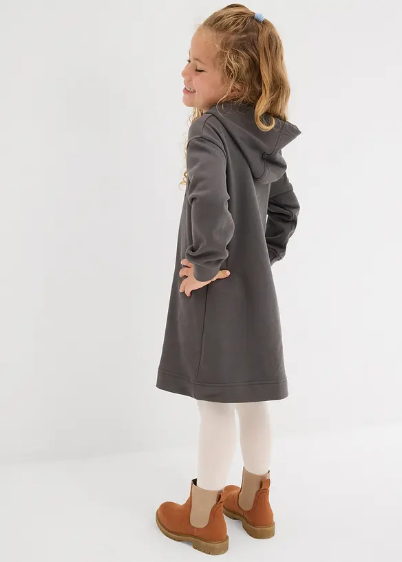 Sweatkleid aus reiner Bio-Baumwolle in grau von hinten (Totalaufnahme) - bonprix