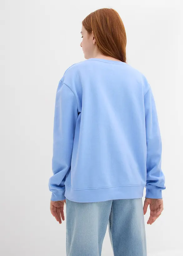 Sweatshirt aus reiner Bio-Baumwolle in blau von hinten (im Anschnitt) - bonprix