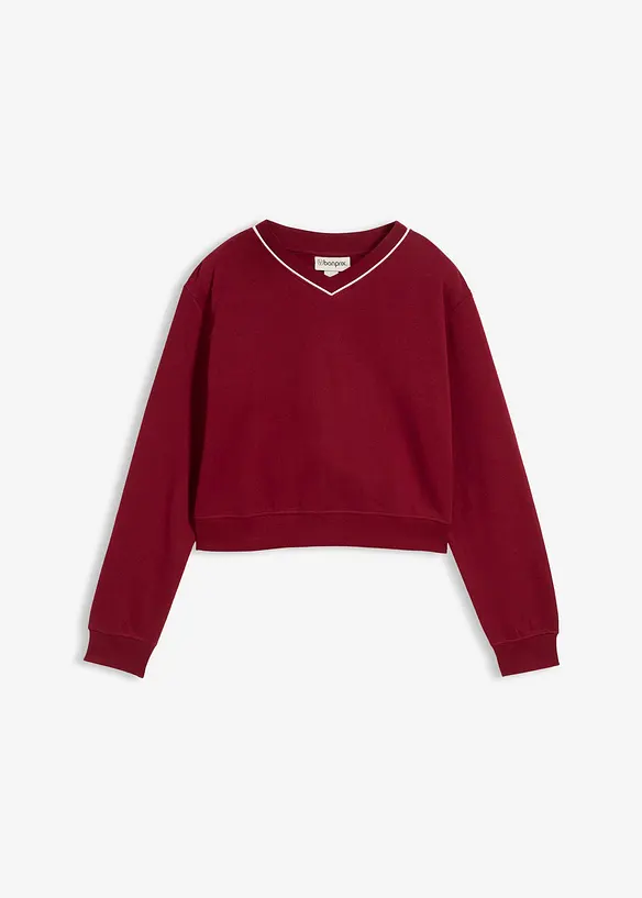 Sweatshirt aus reiner Bio-Baumwolle in rot von vorne - bonprix