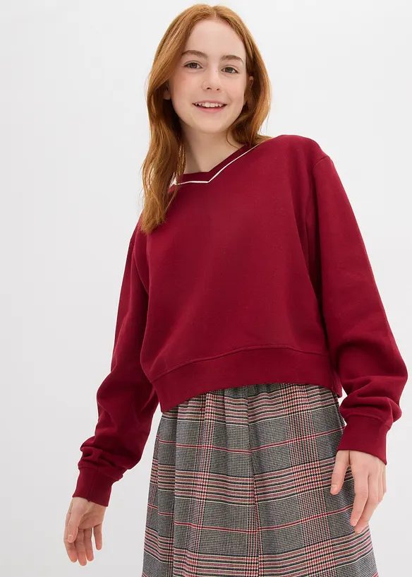 Sweatshirt aus reiner Bio-Baumwolle in rot von vorne (im Anschnitt) - bonprix