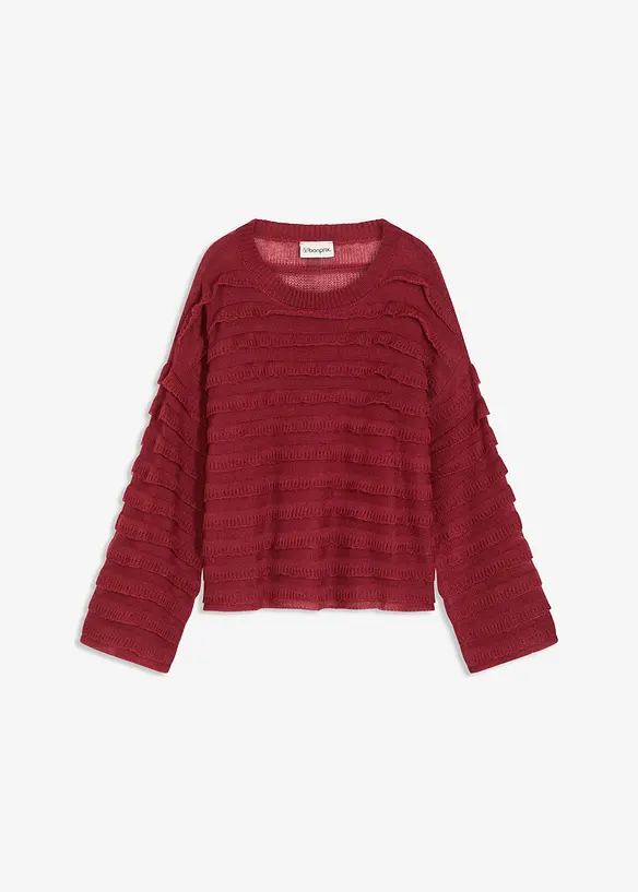 Oversize-Pullover, semi-transparent in rot von vorne - bonprix