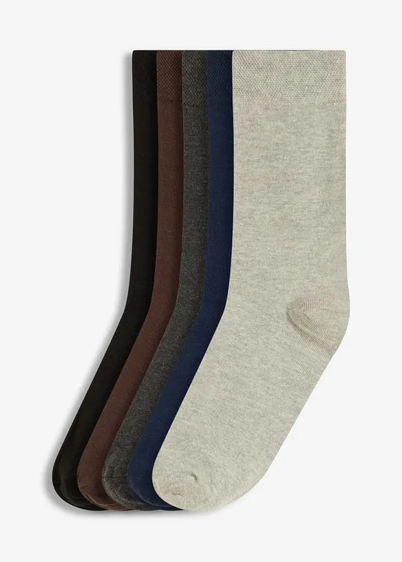 Socken mit druckfreiem Bündchen und Bio-Baumwolle (5er Pack) in schwarz von vorne - bonprix