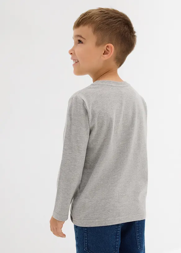 Henleyshirt, Langarm mit Bio-Baumwolle (2er Pack) in grau von hinten (im Anschnitt) - bonprix