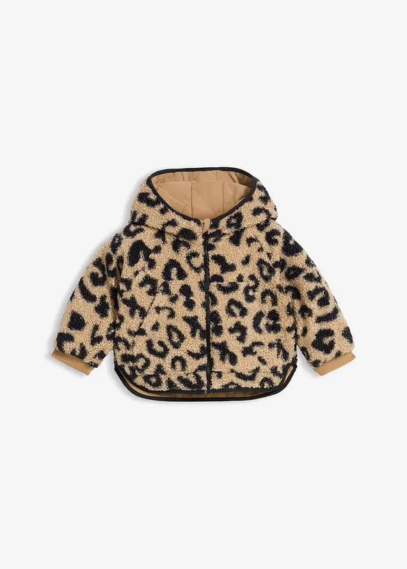 2-in-1 Baby Wendejacke mit kuscheligem Teddy-Fleece in beige von vorne - bonprix